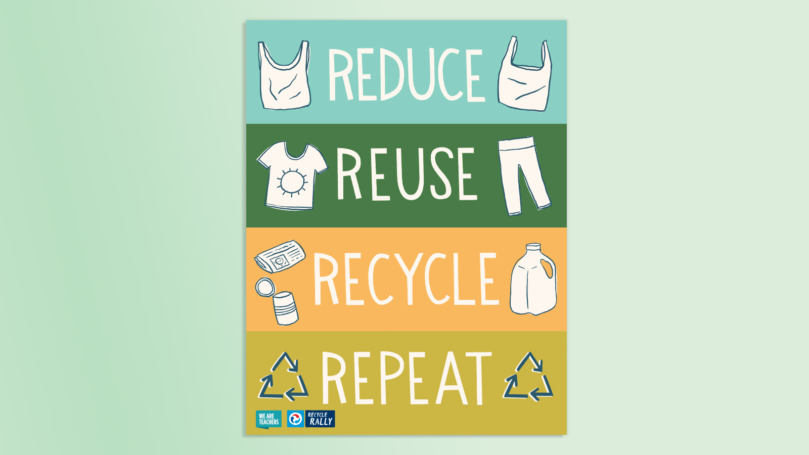 Free recycling poster reduce reuse recycle repeat recycle rally